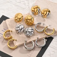 1 Pair/Package Casual Vacation Modern Style U Shape Round Handmade Polishing Plating 304 Stainless Steel 18K Gold Plated Ear Studs main image 1