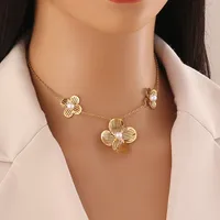 Glam Flower 304 Stainless Steel Flowers Zircon Women's Pendant Necklace Necklace main image 2
