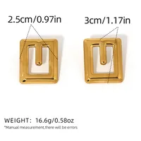 Elegant Retro Geometric 304 Stainless Steel 18K Gold Plated Ear Studs main image 2