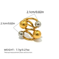 Exaggerated Ball 304 Stainless Steel Geometric 18K Gold Plated Women's Open Rings sku image 1