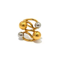 Exaggerated Ball 304 Stainless Steel Geometric 18K Gold Plated Women's Open Rings main image 5