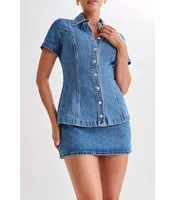 Holiday Travel Daily Women's Casual Elegant Streetwear Solid Color Cotton Polyester Denim Skirt Co-ord Set Shorts Sets sku image 2