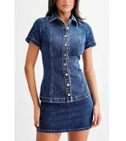 Holiday Travel Daily Women's Casual Elegant Streetwear Solid Color Cotton Polyester Denim Skirt Co-ord Set Shorts Sets sku image 7