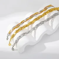 Casual Hip-Hop Simple Style Geometric Titanium Steel Mixed Metal 18K Gold Plated Women's Bracelets main image 1