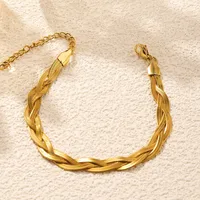 Casual Hip-Hop Simple Style Geometric Titanium Steel Mixed Metal 18K Gold Plated Women's Bracelets main image 4