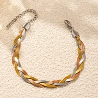 Casual Hip-Hop Simple Style Geometric Titanium Steel Mixed Metal 18K Gold Plated Women's Bracelets main image 6