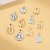 Vacation Classic Style Virgin Mary Copper Plating Zircon 18K Gold Plated Charms main image 3