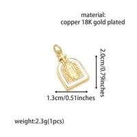 Vacation Classic Style Virgin Mary Copper Plating Zircon 18K Gold Plated Charms main image 5
