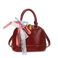 Women's Pu Leather Bow Knot Streetwear Shell Zipper Shoulder Bag sku image 8