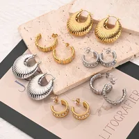 1 Pair/Package Casual Vacation Modern Style C Shape U Shape Handmade Polishing Plating 304 Stainless Steel Rhinestones 18K Gold Plated Earrings Ear Studs main image 1