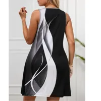 Women's T Shirt Dress Casual Off Shoulder Sleeveless Geometric Knee-Length Holiday Daily Selfie main image 2