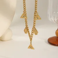 Casual Elegant Vintage Style Geometric Sun Devil's Eye 304 Stainless Steel Plating Inlay Acrylic Imitation Pearl Zircon 18K Gold Plated Women's Bracelets Necklace main image 5