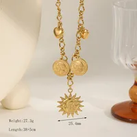 Casual Elegant Vintage Style Geometric Sun Devil's Eye 304 Stainless Steel Plating Inlay Acrylic Imitation Pearl Zircon 18K Gold Plated Women's Bracelets Necklace sku image 1