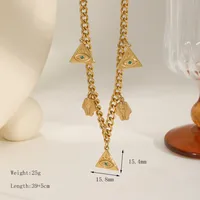Casual Elegant Vintage Style Geometric Sun Devil's Eye 304 Stainless Steel Plating Inlay Acrylic Imitation Pearl Zircon 18K Gold Plated Women's Bracelets Necklace sku image 5