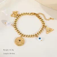 Casual Elegant Vintage Style Geometric Sun Devil's Eye 304 Stainless Steel Plating Inlay Acrylic Imitation Pearl Zircon 18K Gold Plated Women's Bracelets Necklace sku image 2