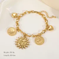 Casual Elegant Vintage Style Geometric Sun Devil's Eye 304 Stainless Steel Plating Inlay Acrylic Imitation Pearl Zircon 18K Gold Plated Women's Bracelets Necklace sku image 7