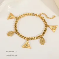 Casual Elegant Vintage Style Geometric Sun Devil's Eye 304 Stainless Steel Plating Inlay Acrylic Imitation Pearl Zircon 18K Gold Plated Women's Bracelets Necklace sku image 4