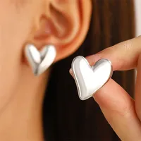 1 Pair Modern Style Heart Shape Plating CCB K Gold Plated White Gold Plated Hoop Earrings sku image 9