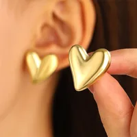 1 Pair Modern Style Heart Shape Plating CCB K Gold Plated White Gold Plated Hoop Earrings sku image 10