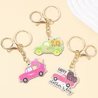 1 Piece Sweet Pastoral Letter Car Flower Alloy Women's Lobster Trigger Clasp Closure Keychain main image 1