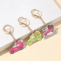 1 Piece Sweet Pastoral Letter Car Flower Alloy Women's Lobster Trigger Clasp Closure Keychain main image 4