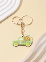 1 Piece Sweet Pastoral Letter Car Flower Alloy Women's Lobster Trigger Clasp Closure Keychain sku image 1
