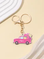 1 Piece Sweet Pastoral Letter Car Flower Alloy Women's Lobster Trigger Clasp Closure Keychain sku image 3