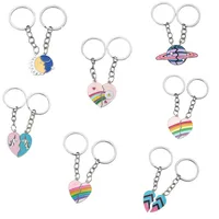 1 Set Cartoon Style Cute Rainbow Heart Shape Alloy Couple Unisex Keychain main image 2