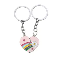 1 Set Cartoon Style Cute Rainbow Heart Shape Alloy Couple Unisex Keychain main image 3