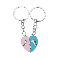 1 Set Cartoon Style Cute Rainbow Heart Shape Alloy Couple Unisex Keychain main image 4