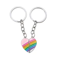 1 Set Cartoon Style Cute Rainbow Heart Shape Alloy Couple Unisex Keychain sku image 3