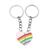 1 Set Cartoon Style Cute Rainbow Heart Shape Alloy Couple Unisex Keychain sku image 5