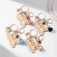 1 Piece Cute Retro Letter Paw Print Wood Mother'S Day Women's Lobster Trigger Clasp Closure Keychain main image 1