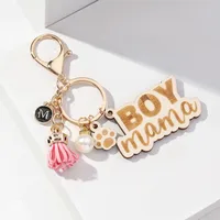 1 Piece Cute Retro Letter Paw Print Wood Mother'S Day Women's Lobster Trigger Clasp Closure Keychain main image 3