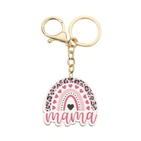 1 Piece Sweet Letter Rainbow Alloy Wood Mother'S Day Women's Lobster Trigger Clasp Closure Keychain sku image 2