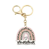 1 Piece Sweet Letter Rainbow Alloy Wood Mother'S Day Women's Lobster Trigger Clasp Closure Keychain sku image 3