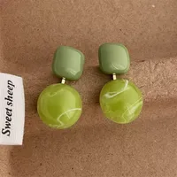 1 Pair/Package Casual Modern Style Round Rectangle Polishing Plating Resin Copper 18K Gold Plated Earrings main image 4