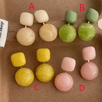 1 Pair/Package Casual Modern Style Round Rectangle Polishing Plating Resin Copper 18K Gold Plated Earrings sku image 1