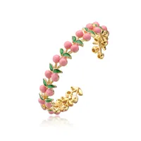Casual Elegant Sweet Cherry Strawberry Copper Enamel Plating 18K Gold Plated Women's Bangle sku image 3