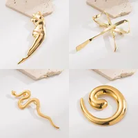 Vintage Style Cool Style Human Snake Bow Knot 304 Stainless Steel Alloy Plating 18K Gold Plated Unisex Brooches main image 1