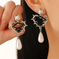 1 Pair Modern Style Heart Shape Plating CCB K Gold Plated White Gold Plated Hoop Earrings sku image 49