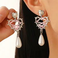 1 Pair Modern Style Heart Shape Plating CCB K Gold Plated White Gold Plated Hoop Earrings sku image 53