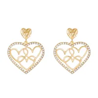 1 Pair Modern Style Heart Shape Plating CCB K Gold Plated White Gold Plated Hoop Earrings sku image 50