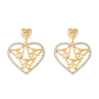 1 Pair Modern Style Heart Shape Plating CCB K Gold Plated White Gold Plated Hoop Earrings sku image 46