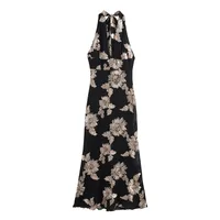 Women's Trumpet Dress Sexy Halter Neck Embroidery Long Sleeve Flower Maxi Long Dress Holiday Banquet main image 2