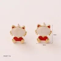 1 Pair Classic Style Cat Copper Ear Studs main image 2