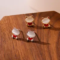 1 Pair Classic Style Cat Copper Ear Studs main image 4