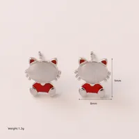 1 Pair Classic Style Cat Copper Ear Studs sku image 2
