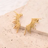 1 Pair/Package Casual Vacation Modern Style C Shape Light Wings Handmade Polishing Plating 304 Stainless Steel Acrylic Pearl 18K Gold Plated Ear Studs main image 3