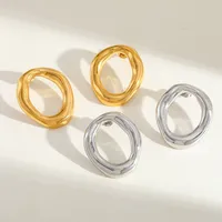 1 Pair Casual Simple Style Commute O-Shape Solid Color 304 Stainless Steel 18K Gold Plated Ear Studs main image 4